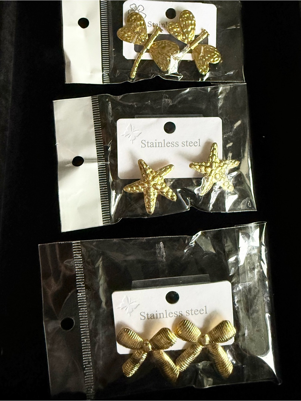 3 pairs stainless steel earrings